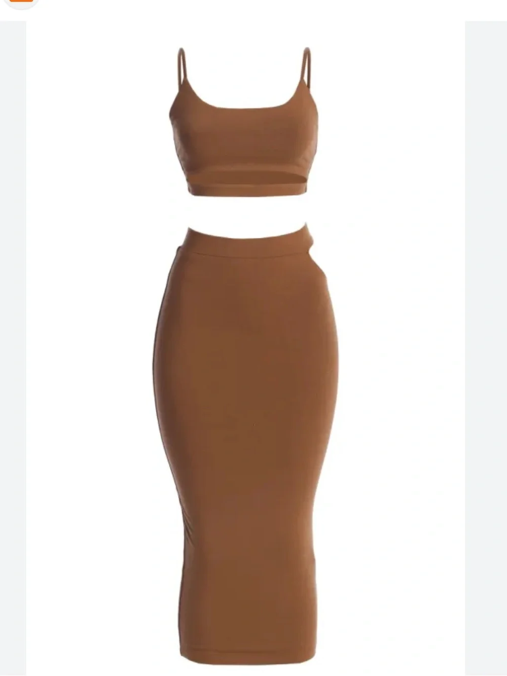 JLUXLABEL Brown High-Waist Midi Pencil Skirt